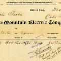 Nikola Tesla receipt from Colorado Springs