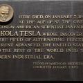 The commemorative plaque honoring Tesla at the Hotel New Yorker