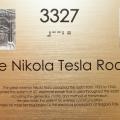 The commemorative plaque on the door to Tesla's room at the New Yorker Hotel