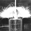 Tesla Colorado Springs lab extra coil discharge issuing from many wires