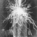 Massive arcs emitting from the extra coil" of Tesla's Colorado Springs experimental station