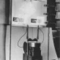 Bank of Tesla high frequency lamps lighted by his oscillator