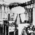 The earliest known photo of a Tesla coil in Tesla's 5th Ave. New York lab