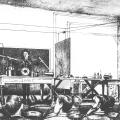 Illustration of Tesla giving his lecture before the AIEE