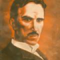 A drawing of Nikola Tesla in a rather serious looking pose