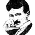Sketch of Nikola Tesla in his famous pose