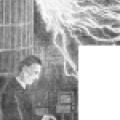Illustration of Nikola Tesla in his Colorado Springs lab