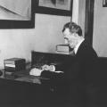 Tesla working in his office at 8 West 40th Street