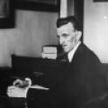 Tesla working in his office at 8 West 40th Street, New York City