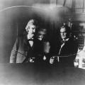 Mark Twain and Joseph (“Jo”) Jefferson in Tesla's South Fifth Avenue laboratory, 1894