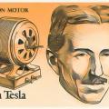 Tesla and his induction motor on the 1983 U.S. postage stamp
