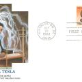 The Tesla stamp on the cover designed by D.K. Stone
