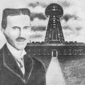 Dr. Nikola Tesla with his Wardenclyffe tower on Long Island, New York