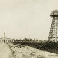 Tesla's laboratory building and the uncompleted transmitting tower