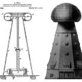 Comparison of the Tesla's Wardenclyffe tower patent drawing and artist's illustration